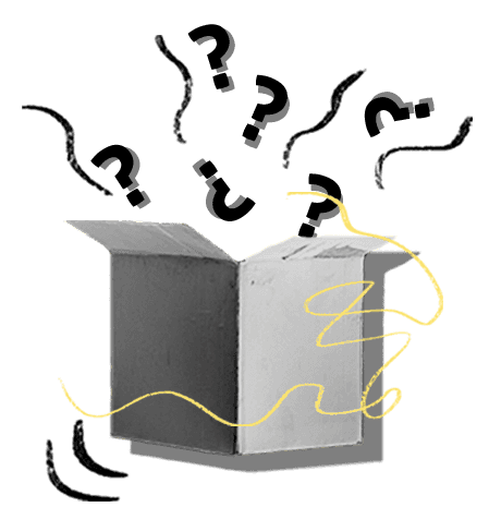 Karton mit Fragezeichen